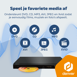 Denver DVD Speler met HDMI - Ondersteund FULL HD - CD Speler - Dolby Digital Decoder - USB / Scart - DVH1245