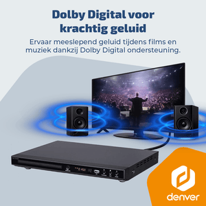 Denver DVD Speler met HDMI - Ondersteund FULL HD - CD Speler - Dolby Digital Decoder - USB / Scart - DVH1245
