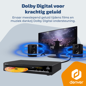 Denver DVD Speler met HDMI - Ondersteund Full HD - CD Speler - Dolby Digital Decoder - Coax / Scart / USB - DVH7787