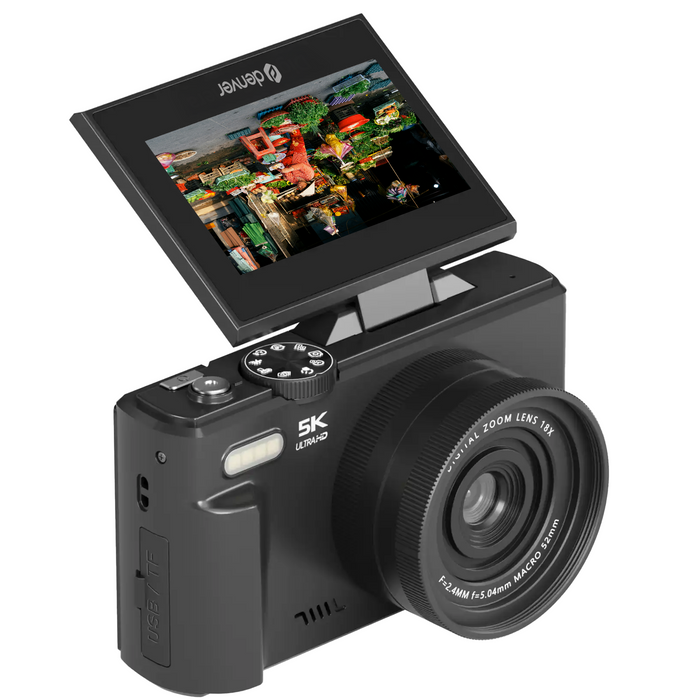 Denver Digitale Camera - Full HD 5K - 75MP - Vlog Camera - Wifi connectie - Foto & Video - Fototoestel - DWC8475B