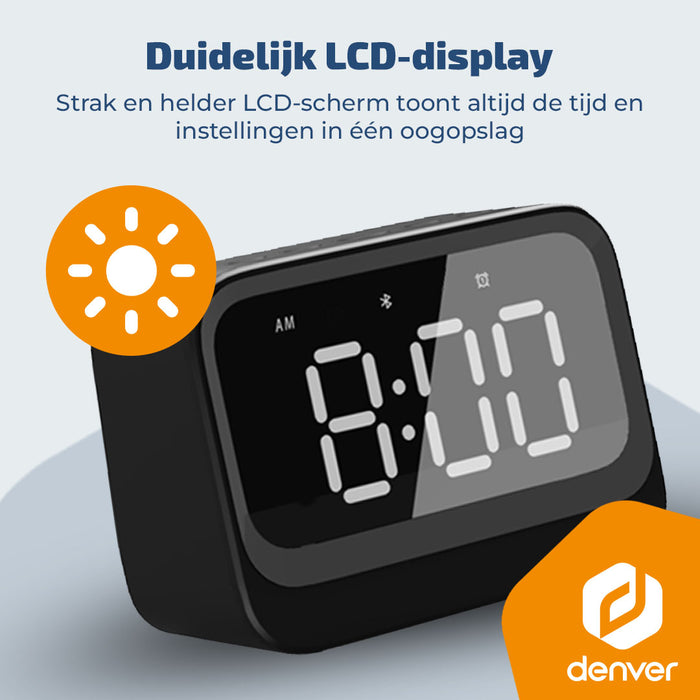 Denver Digitale Wekker - Bluetooth speaker - Dual alarm - LCD Display - EC54