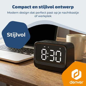 Denver digitale wekker · bluetooth speaker en dubbel alarm