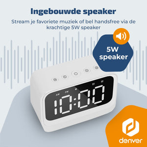 Denver digitale wekker · bluetooth speaker en dubbel alarm