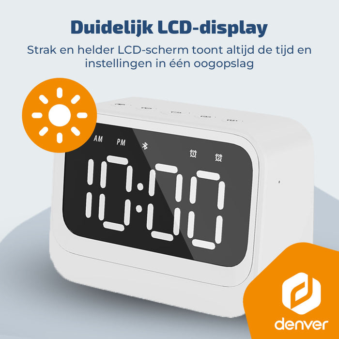 Denver Digitale Wekker - Bluetooth speaker - Dual alarm - LCD Display - EC54