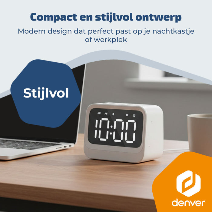 Denver Digitale Wekker - Bluetooth speaker - Dual alarm - LCD Display - EC54