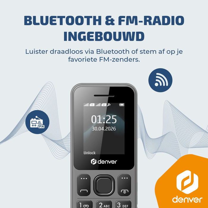 Denver Senioren Mobiele Telefoon 4G - GSM - FM Radio - Dual Sim - Simlockvrij - FAS1880L