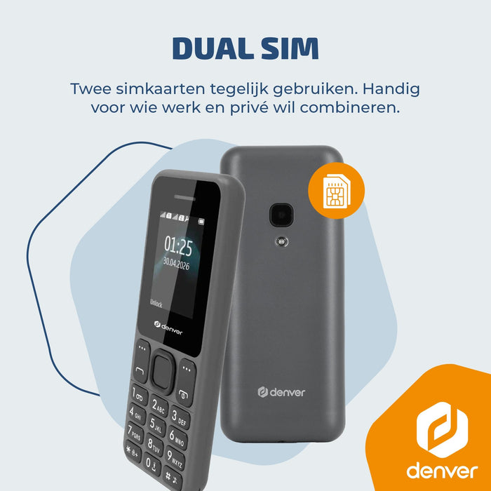 Denver Senioren Mobiele Telefoon 4G - GSM - FM Radio - Dual Sim - Simlockvrij - FAS1880L
