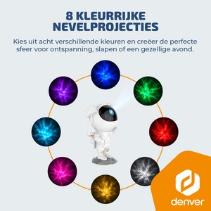Denver Astronaut Galaxy Projector - Sterren projector - Sterrenhemel - Nachtlampje - Sterrenhemel Projector - Sterrenlamp - Timer - Afstandsbediening - 8 kleurcombinaties - FL34