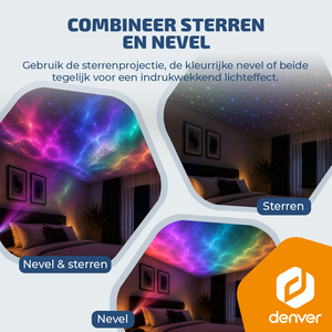 Denver Astronaut Galaxy Projector - Sterren projector - Sterrenhemel - Nachtlampje - Sterrenhemel Projector - Sterrenlamp - Timer - Afstandsbediening - 8 kleurcombinaties - FL34