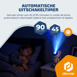 Denver Astronaut Galaxy Projector - Sterren projector - Sterrenhemel - Nachtlampje - Sterrenhemel Projector - Sterrenlamp - Timer - Afstandsbediening - 8 kleurcombinaties - FL34