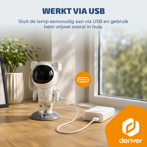 Denver Astronaut Galaxy Projector - Sterren projector - Sterrenhemel - Nachtlampje - Sterrenhemel Projector - Sterrenlamp - Timer - Afstandsbediening - 8 kleurcombinaties - FL34