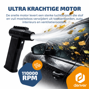 Denver Air Duster - Luchtblazer - Perslucht - Compressed Air - Stofreiniger - 2 opzetstukken - 110000RPM - Draadloos & oplaadbaar - 6000 mAh - HJB172