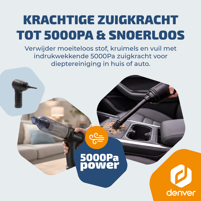 Denver Stofzuiger - Kruimeldief - 6 opzetstukken - Zuigen en blazen - Handstofzuiger - HVC45