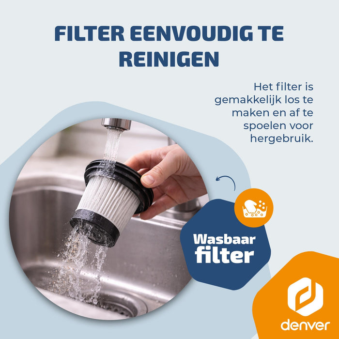 Denver Stofzuiger - Kruimeldief - 6 opzetstukken - Zuigen en blazen - Handstofzuiger - HVC45