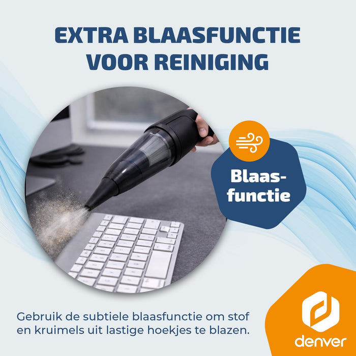 Denver Stofzuiger - Kruimeldief - 6 opzetstukken - Zuigen en blazen - Handstofzuiger - HVC45