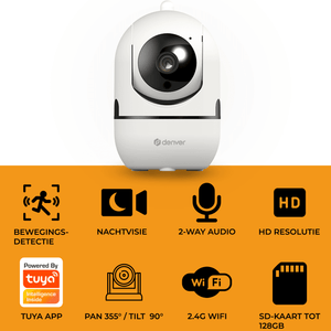 Denver Beveiligingscamera Indoor - Huisdiercamera - Camera met Nachtzicht - Tuya App - WiFi - HD - Bewegingsdetectie - IIC172 - Denvershop