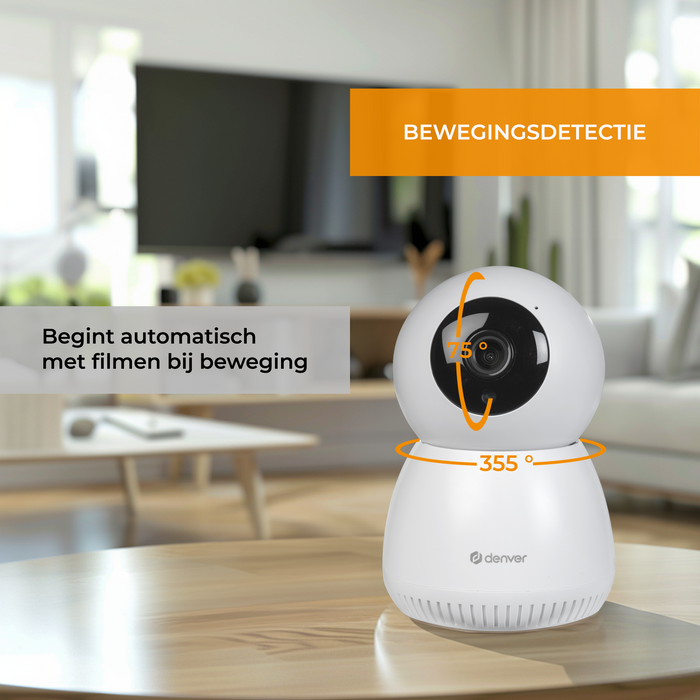 Denver Beveiligingscamera Indoor - Huisdiercamera - Camera met Nachtzicht - Tuya App - WiFi - Full HD - 1080P - Bewegingsdetectie - IIC215MK2