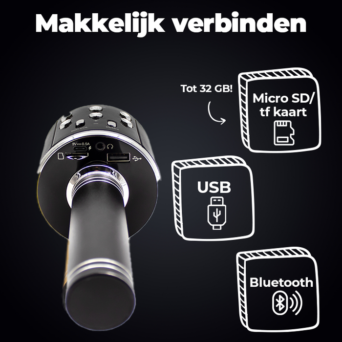 Denver Karaoke Microfoon Bluetooth - Draadloos - Karaoke Set - Ingebouwde Speaker - AUX - MicroSD - KMS20