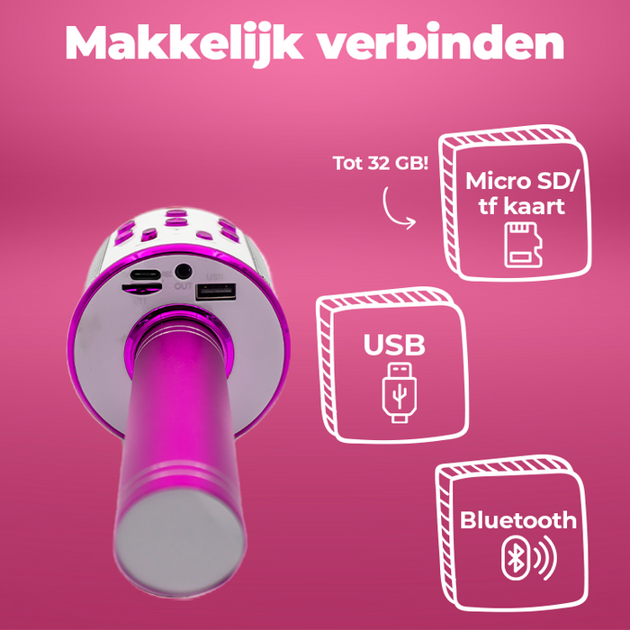Denver Karaoke Microfoon Bluetooth - Draadloos - Karaoke Set - Ingebouwde Speaker - AUX - MicroSD - KMS20