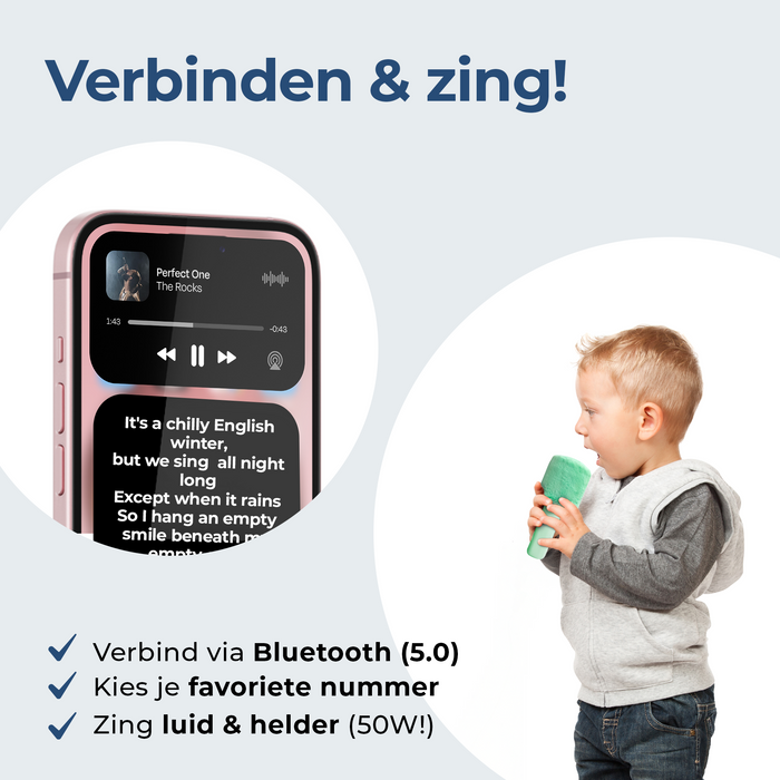 Denver Karaoke Microfoon Bluetooth – Draadloos – Speaker met Fluffy Afwerking – Karaoke Set – AUX - MicroSD – KMS30