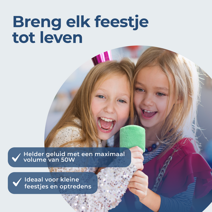Denver Karaoke Microfoon Bluetooth – Draadloos – Speaker met Fluffy Afwerking – Karaoke Set – AUX - MicroSD – KMS30