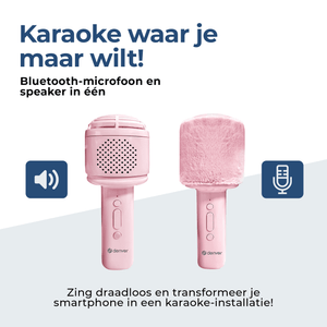 Denver karaokemicrofoon met fluffy afwerking · draadloos en bluetooth