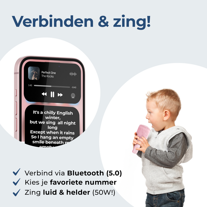 Denver Karaoke Microfoon Bluetooth – Draadloos – Speaker met Fluffy Afwerking – Karaoke Set – AUX - MicroSD – KMS30GN