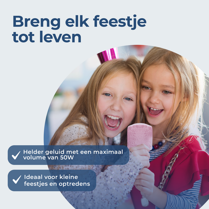 Denver Karaoke Microfoon Bluetooth – Draadloos – Speaker met Fluffy Afwerking – Karaoke Set – AUX - MicroSD – KMS30GN