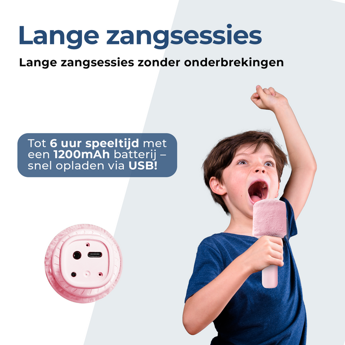 Denver Karaoke Microfoon Bluetooth – Draadloos – Speaker met Fluffy Afwerking – Karaoke Set – AUX - MicroSD – KMS30GN
