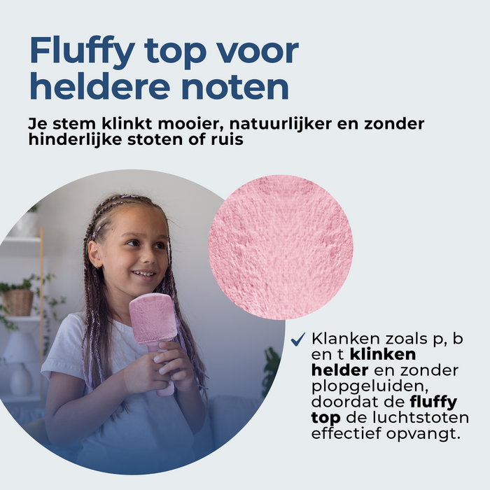 Denver Karaoke Microfoon Bluetooth – Draadloos – Speaker met Fluffy Afwerking – Karaoke Set – AUX - MicroSD – KMS30GN