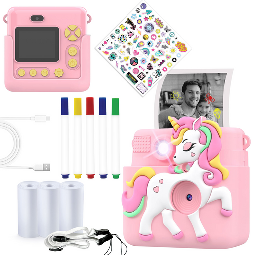 Denver Kindercamera Full HD met Printer - Selfie Camera - 20MP - Digitale Camera Kinderen - Foto - Video - Spelletjes - KPC1363
