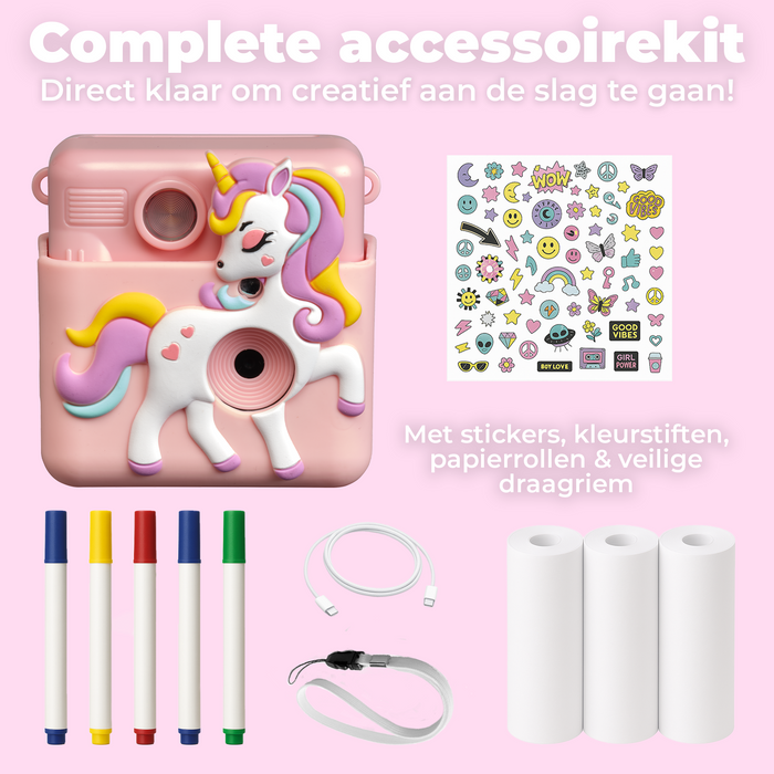 Denver Kindercamera Full HD met Printer - Selfie Camera - 20MP - Digitale Camera Kinderen - Foto - Video - Spelletjes - KPC1363