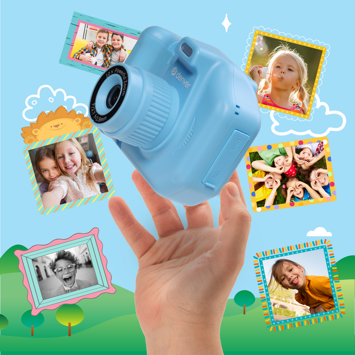 Denver Kindercamera Full HD met Printer - Selfie Camera - 48MP - Digitale Camera Kinderen - Foto en Video - Spelletjes - KPC1370NS