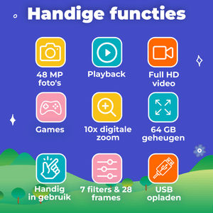 Denver Kindercamera Full HD met Printer - Selfie Camera - 48MP - Digitale Camera Kinderen - Foto en Video - Spelletjes - KPC1370