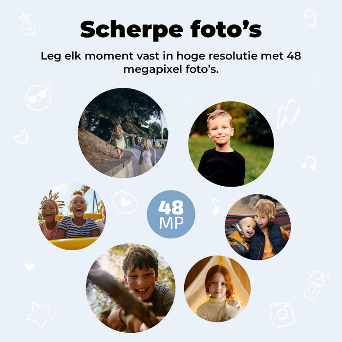 Denver Kindercamera Full HD met Printer - Selfie Camera - 48MP - Digitale Camera Kinderen - Bluetooth printer - Foto & Video - KPC1374BTW - Wit