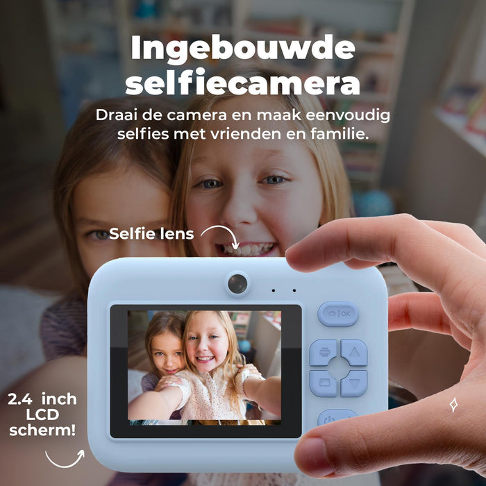 Denver Kindercamera Full HD met Printer - Selfie Camera - 48MP - Digitale Camera Kinderen - Bluetooth printer - Foto & Video - KPC1374BTW - Wit