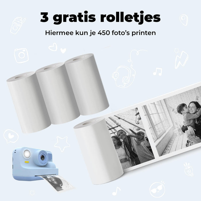 Denver Kindercamera Full HD met Printer - Selfie Camera - 48MP - Digitale Camera Kinderen - Bluetooth printer - Foto & Video - KPC1374BTW - Wit