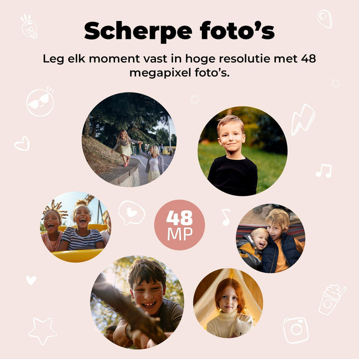 Denver Kindercamera Full HD met Printer - Selfie Camera - 48MP - Digitale Camera Kinderen - Bluetooth printer - Foto & Video - KPC1374BTW - Wit