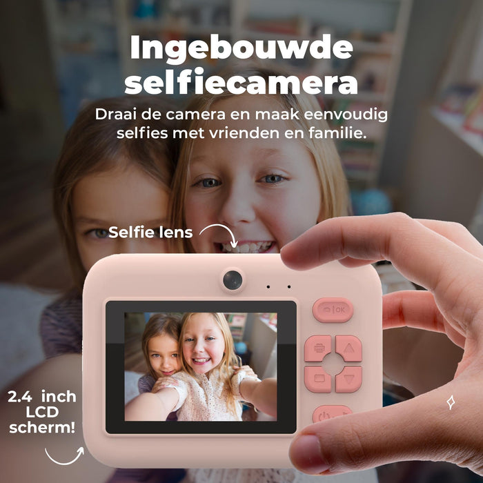 Denver Kindercamera Full HD met Printer - Selfie Camera - 48MP - Digitale Camera Kinderen - Bluetooth printer - Foto & Video - KPC1374BTW - Wit