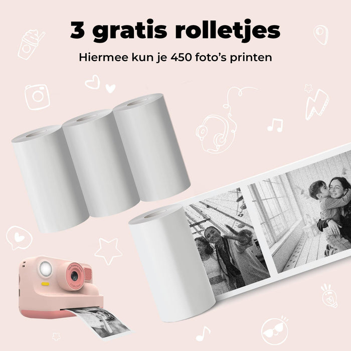 Denver Kindercamera Full HD met Printer - Selfie Camera - 48MP - Digitale Camera Kinderen - Bluetooth printer - Foto & Video - KPC1374BTW - Wit
