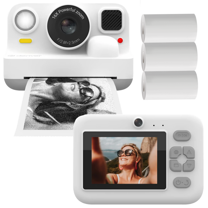 Denver Kindercamera Full HD met Printer - Selfie Camera - 48MP - Digitale Camera Kinderen - Bluetooth printer - Foto & Video - KPC1374BTW - Wit