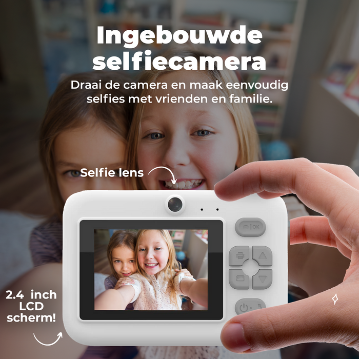 Denver Kindercamera Full HD met Printer - Selfie Camera - 48MP - Digitale Camera Kinderen - Bluetooth printer - Foto & Video - KPC1374BTW - Wit
