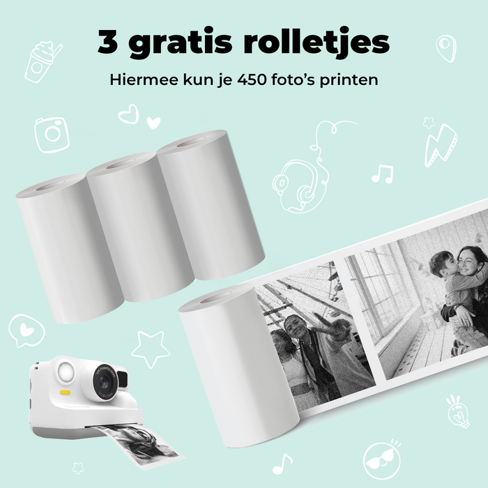 Denver Kindercamera Full HD met Printer - Selfie Camera - 48MP - Digitale Camera Kinderen - Bluetooth printer - Foto & Video - KPC1374BTW - Wit
