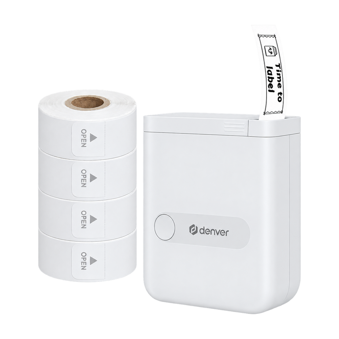 Denver Labelprinter - Bluetooth - Verbinding met smartphone - 15x40mm - Incl. 4 stickerrollen - MBP16