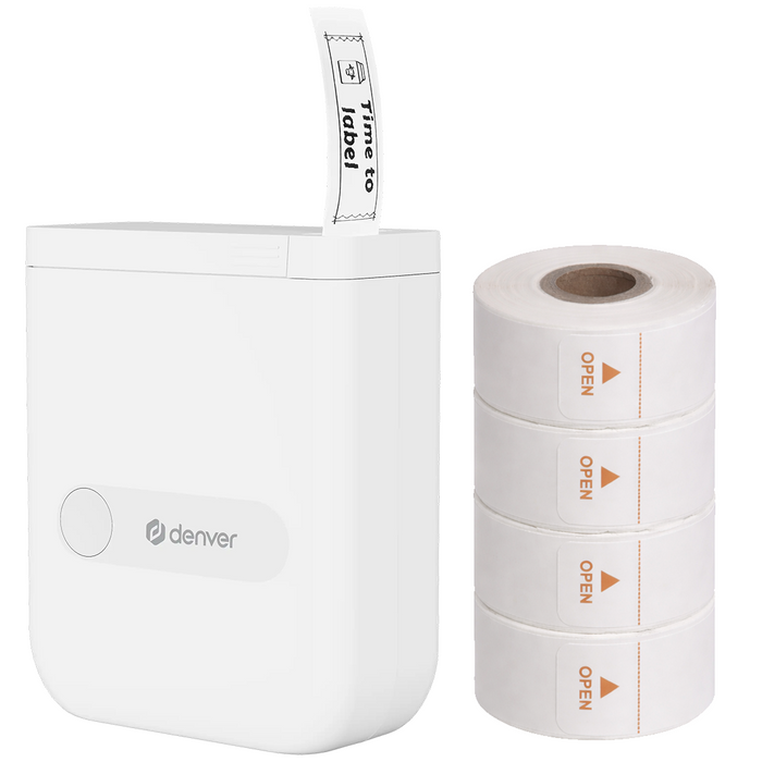 Denver Labelprinter - Bluetooth - Verbinding met smartphone - 15x40mm - Incl. 4 stickerrollen - MBP16