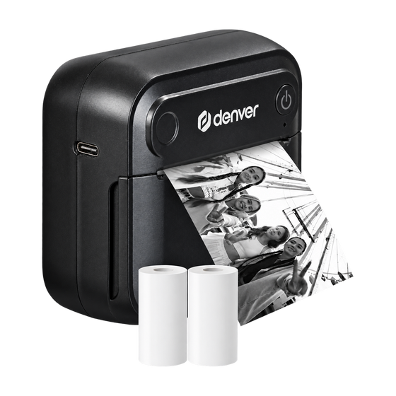 [Zwart] - Denver Mini Pocket Printer - Sticker Printer - Thermisch Papier - Bluetooth - Mobiele Fotoprinter - MBP32 - Denvershop