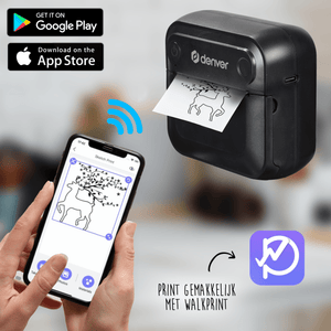 Denver Mini Pocket Printer - Sticker Printer - Thermisch Papier - Bluetooth - Mobiele Fotoprinter - MBP32