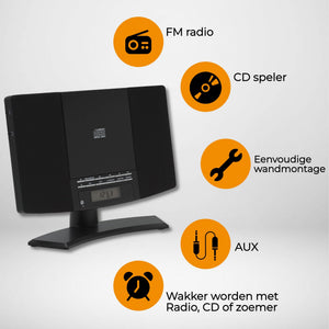 Denver radio met cd-speler voor de wand · FM en wekker