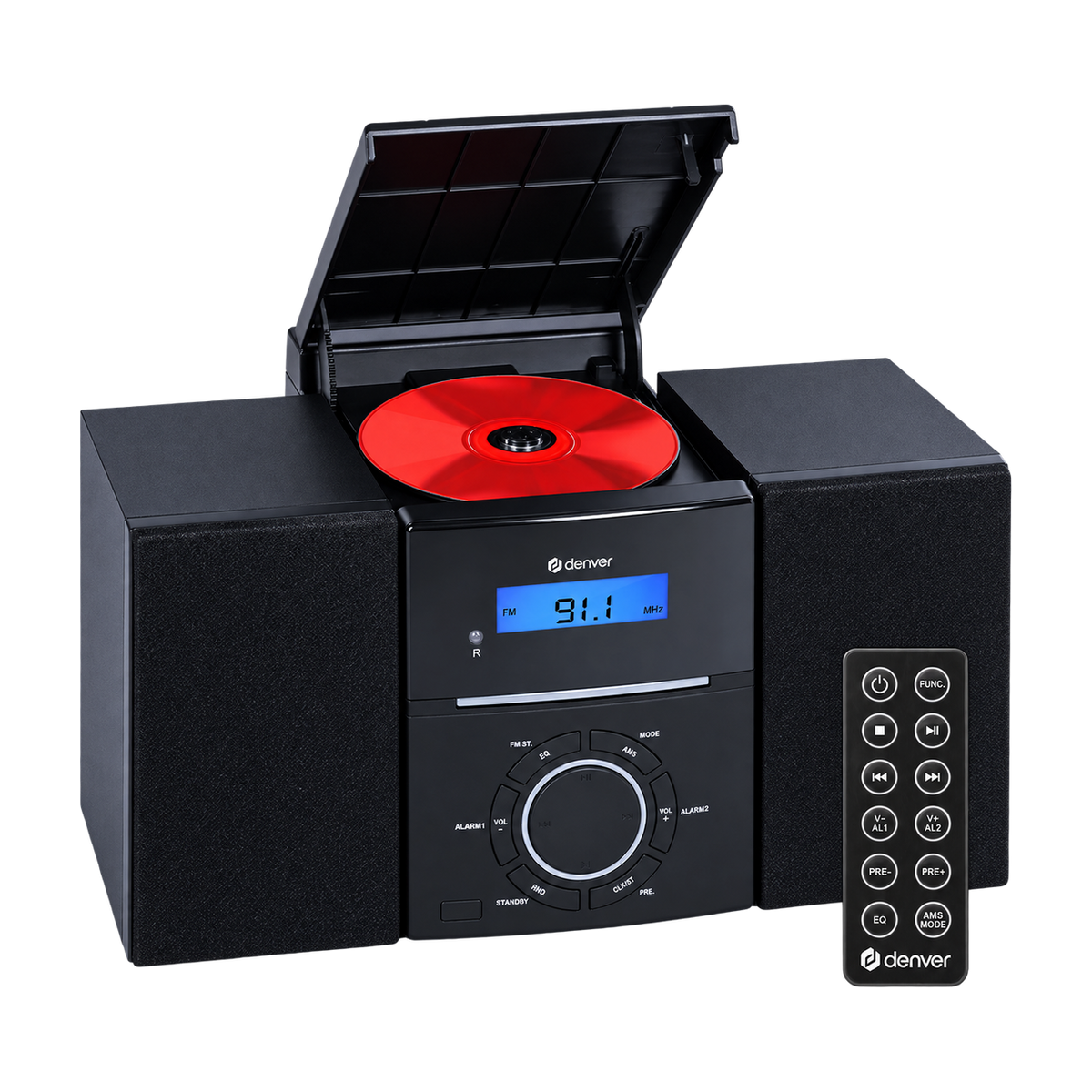 Denver MCA240 FM radio met cd-speler, wekker en afstandsbediening, vooraanzicht