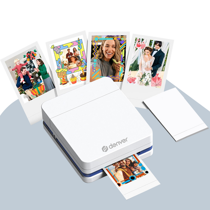 Denver Pocket Printer - Mobiele fotoprinter - Papier/Sticker/Magneet/Tattoo/Warmtepers printer - Incl. 20 printvellen - Bluetooth - MCP6010
